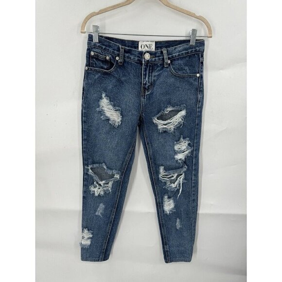 ONE teaspoon Jeans Awesome Baggies, Distressed Low Waist Medium Rise Size 24 - Picture 2 of 9